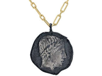 Picture of Oxidized Alexander Faux Coin 18k Gold Over Sterling Silver Necklace