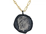Oxidized Alexander Faux Coin 18k Gold Over Sterling Silver Necklace