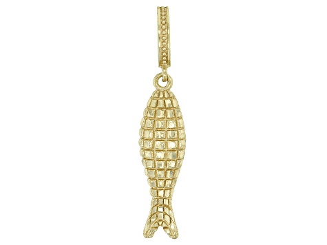 18k Yellow Gold Over Sterling Silver Fish Enhancer Charm