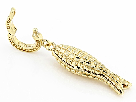 18k Yellow Gold Over Sterling Silver Fish Enhancer Charm