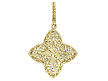 Picture of 18k Yellow Gold Over Sterling Silver Quatrefoil Filigree Enhancer Charm