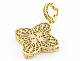 18k Yellow Gold Over Sterling Silver Quatrefoil Filigree Enhancer Charm