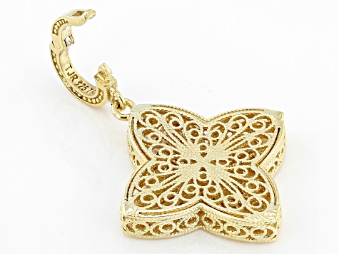 18k Yellow Gold Over Sterling Silver Quatrefoil Filigree Enhancer Charm