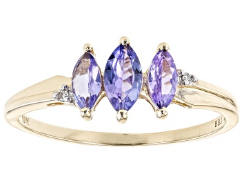 Picture of Blue Tanzanite 10k Yellow Gold Ring .46ctw