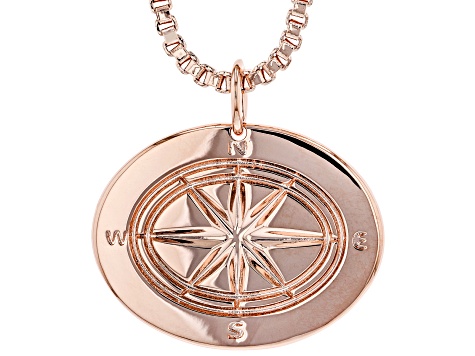 Copper Men's Compass Design Pendant With Chain