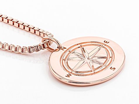Copper Men's Compass Design Pendant With Chain