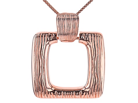 Copper Textured Square Enhancer With 18" Box Chain