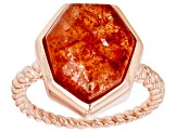 Orange Sunstone Copper Solitaire Ring