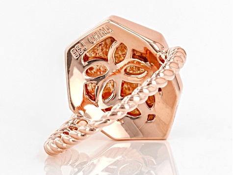 Orange Sunstone Copper Solitaire Ring