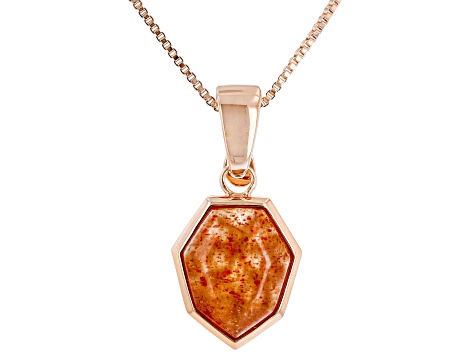 Orange Sunstone Copper Enhancer With Chain