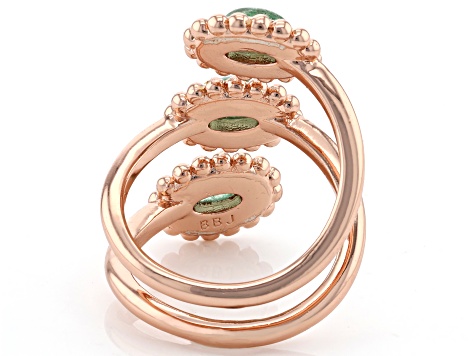 Green Aventurine 3-Stone Copper Ring