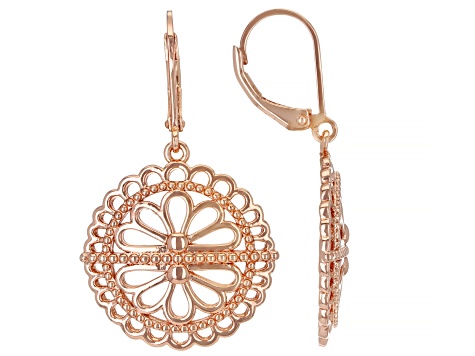 Copper Flower Dangle Earrings