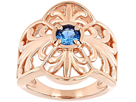 Blue Lab Created Spinel Copper Ring