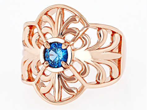 Blue Lab Created Spinel Copper Ring