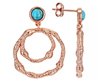 Picture of Turquoise Copper Hammered Dangle Earrings