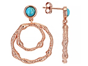 Turquoise Copper Hammered Dangle Earrings