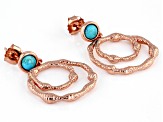 Turquoise Copper Hammered Dangle Earrings