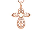 White Mother-of-Pearl Copper Cross Pendant With Chain