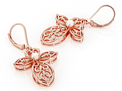 White Mother-of-Pearl Copper Cross Dangle Earrings