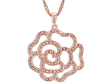 Copper Flower Shape Pendant With Chain