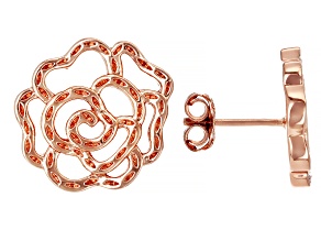 Copper Flower Shape Stud Earrings