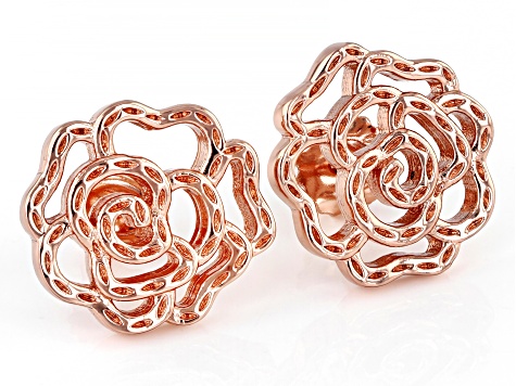 Copper Flower Shape Stud Earrings