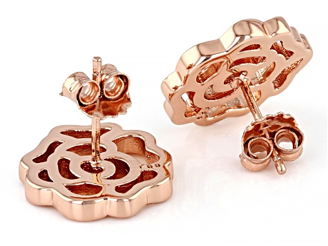 Copper Flower Shape Stud Earrings