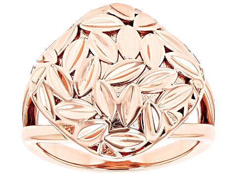 Square Dome Textured Copper Ring