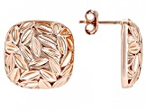 Square Dome Textured Copper Stud Earrings