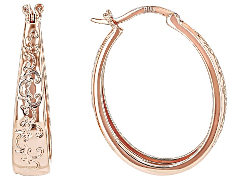 Copper Elongated Hoop Earrings