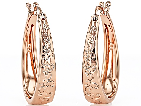 Copper Elongated Hoop Earrings