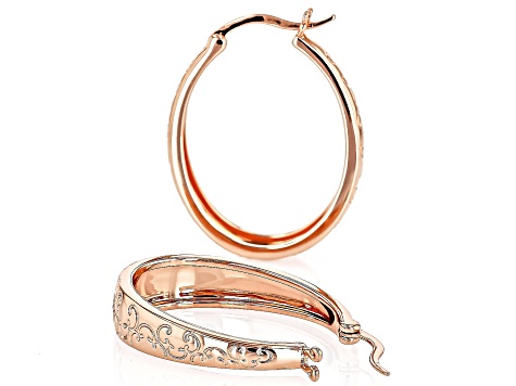 Copper Elongated Hoop Earrings