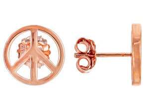 Copper Peace Sign Stud Earrings