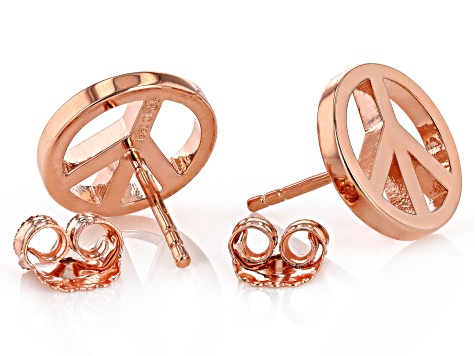 Copper Peace Sign Stud Earrings