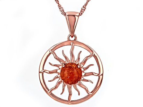 Sunstone Copper Sun Design Pendant With Chain