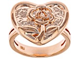 Textured Flower & Heart Copper Ring