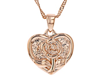 Picture of Textured Flower & Heart Copper Pendant With Chain