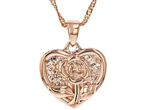 Textured Flower & Heart Copper Pendant With Chain