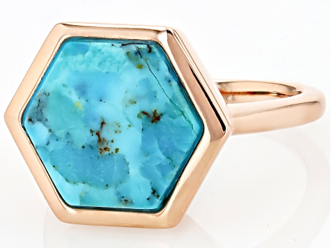 Blue Turquoise Solitaire Copper Ring