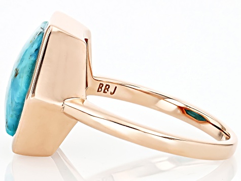 Blue Turquoise Solitaire Copper Ring