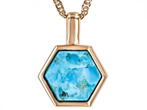 Blue Turquoise Solitaire Copper Pendant With Chain