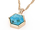 Blue Turquoise Solitaire Copper Pendant With Chain