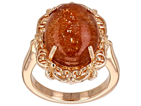 Sunstone Solitaire Copper Ring