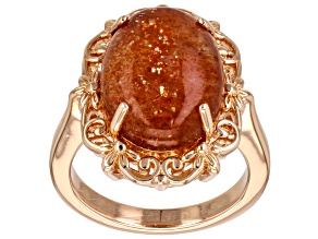 Sunstone Solitaire Copper Ring