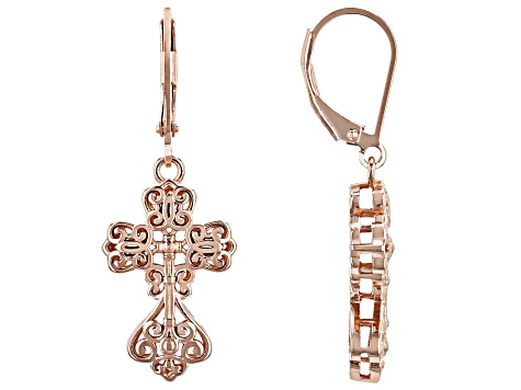 Copper Cross Dangle Earrings