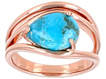 Picture of Blue Turquoise Copper Solitaire Ring