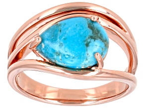 Blue Turquoise Copper Solitaire Ring