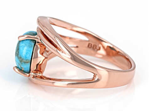 Blue Turquoise Copper Solitaire Ring