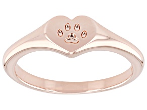 Copper Paw Print Heart Ring