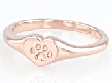 Copper Paw Print Heart Ring